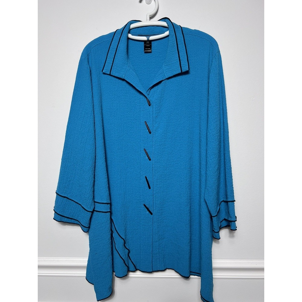 Ali Miles Women's 2X Aqua Green Textured Tunic Top Layered Lagenlook Art to Wear